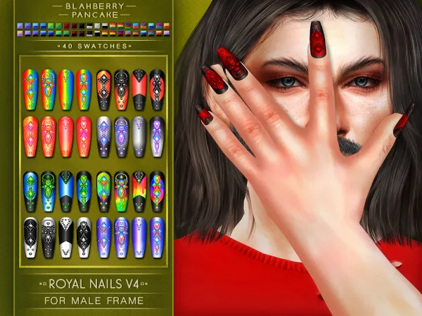 Alpha Royal Nails V4 M Blahberry Pancake - The Sims 4 Custom Content