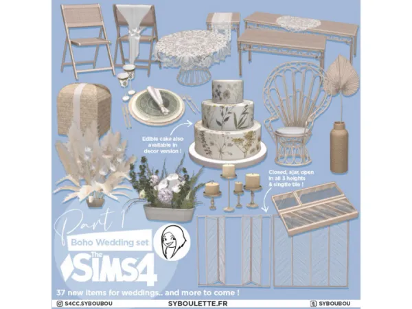 Alpha Boho Wedding set PART 1 - The Sims 4 Custom Content