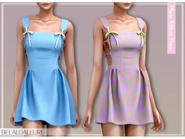 Alpha Maria Ribbon Dress by simsfinds - The Sims 4 Custom Content