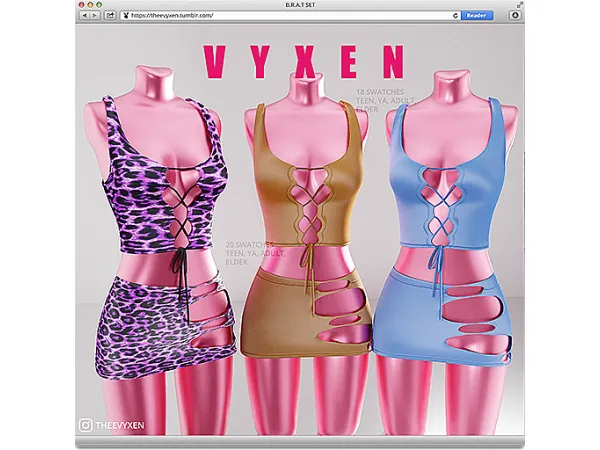 Alpha [ vyxen ] brat set(toppants) - The Sims 4 Custom Content