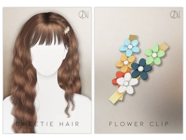 Alpha [JINO] HAIR N1 SWEETIE ACC N1 FLOWER CLIP - The Sims 4 Custom Content