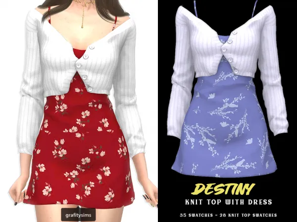 Mix Destiny Knit Top with Dress - The Sims 4 Custom Content