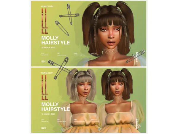 Alpha Molly Hairstyle Pins Accessory by LeahLillith - The Sims 4 Custom Content