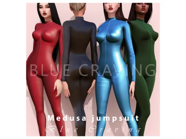 Alpha Blue Craving Medusa Jumpsuit - The Sims 4 Custom Content