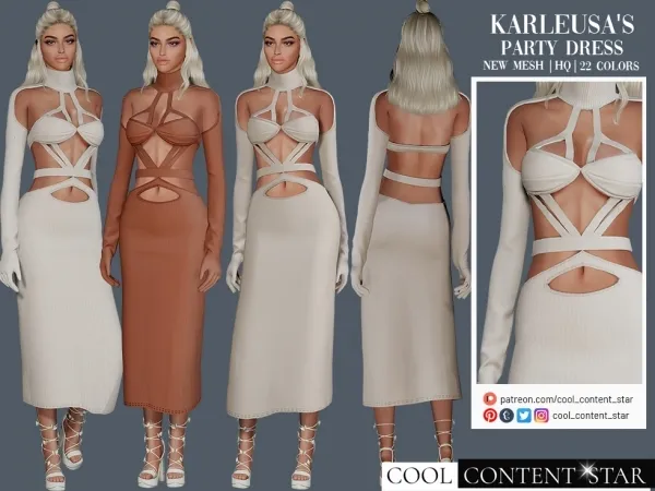 Alpha Party Dress with Gloves cool content star - The Sims 4 Custom Content