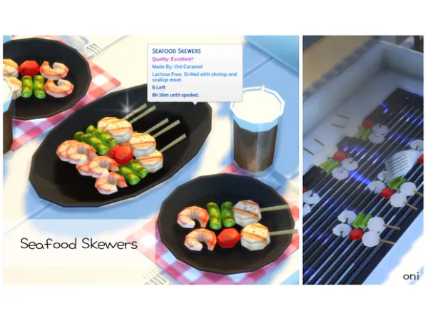 Mix March 2022 Recipe_Seafood Skewers by ONI - The Sims 4 Custom Content