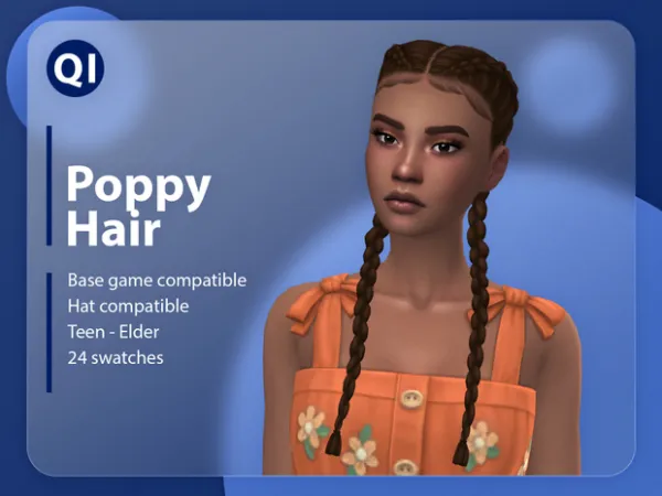 Maxis Match Poppy Hair by Quirky Introvert CC - The Sims 4 Custom Content