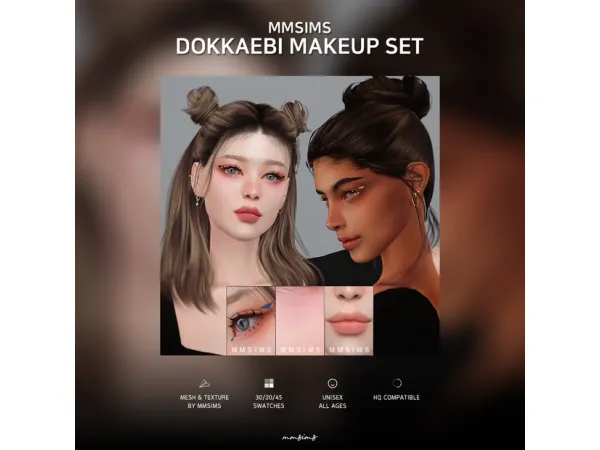 Mix MMSIMS Dokkaebi Makeup set Update - The Sims 4 Custom Content
