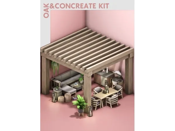 Maxis Match OakConcrete Patio Kit imagination by S - The Sims 4 Custom Content