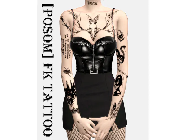 Mix [posom] FK tattoo - The Sims 4 Custom Content