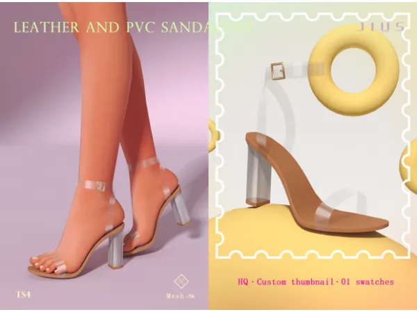 Mix [Jius] Leather And PVC Sandals 02 - The Sims 4 Custom Content