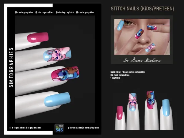 Mix Stitch Nails - The Sims 4 Custom Content