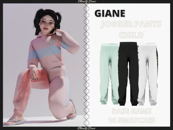 Alpha Giane Jogger Pants Child - The Sims 4 Custom Content