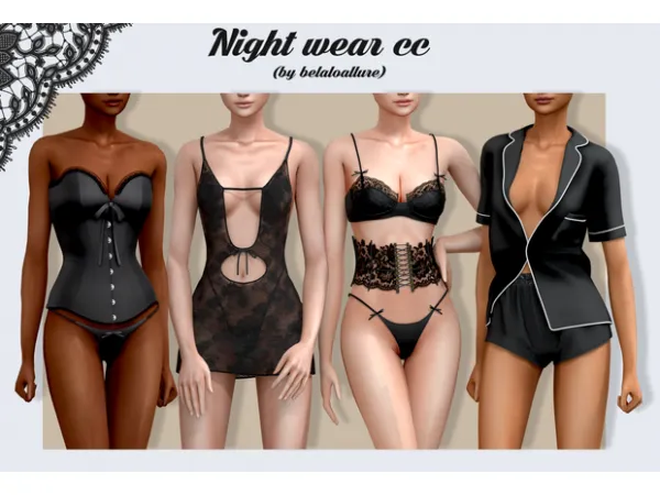 Alpha Night wear by Belaloallure - The Sims 4 Custom Content