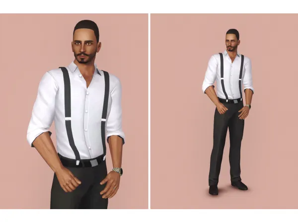 Suspenders Shirt with Rolled Up Sleeves - The Sims 3 Custom Content