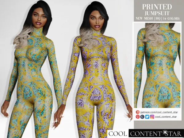Alpha Printed Jumpsuit cool_content_star - The Sims 4 Custom Content