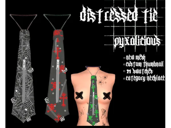 Alpha distressed tie by pyxalicious - The Sims 4 Custom Content