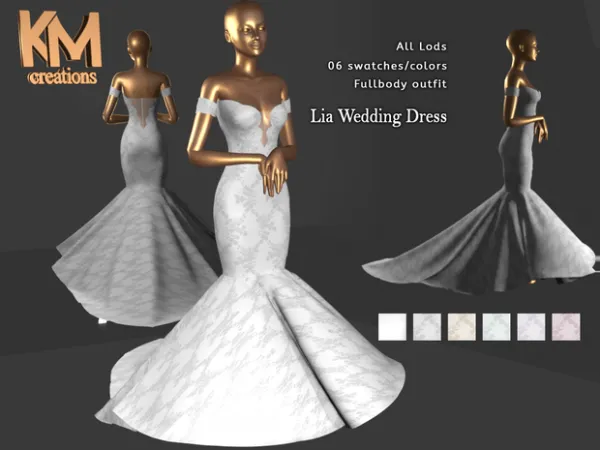 Alpha [KM] Lia Wedding Dress by KM Creations - The Sims 4 Custom Content