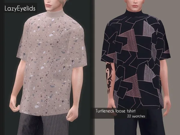 Alpha Turtleneck loose tshirt - The Sims 4 Custom Content