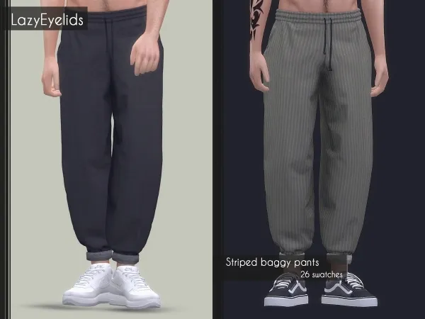 Alpha Striped baggy pants - The Sims 4 Custom Content