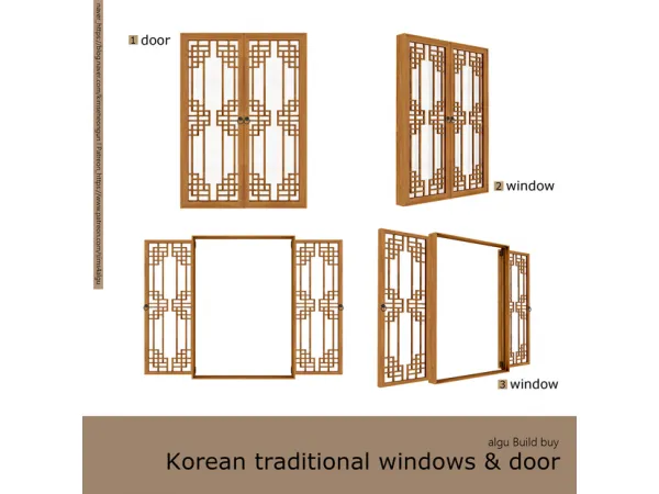 Alpha Korean traditional window door by ALGU - The Sims 4 Custom Content