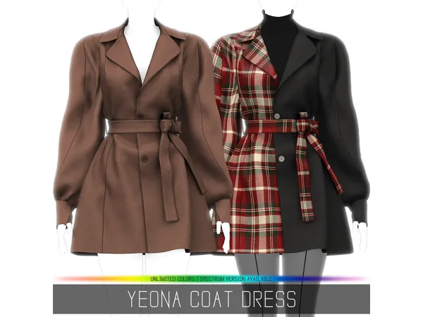 Alpha YEONA COAT DRESS - The Sims 4 Custom Content