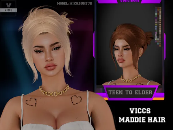 Alpha VICCS_ MADDIE HAIR (TEEN ELDER) - The Sims 4 Custom Content