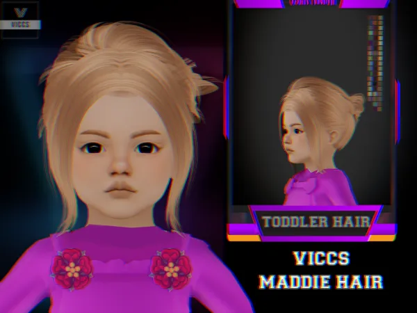 Alpha VICCS_ MADDIE HAIR (TODDLER) by viccs - The Sims 4 Custom Content