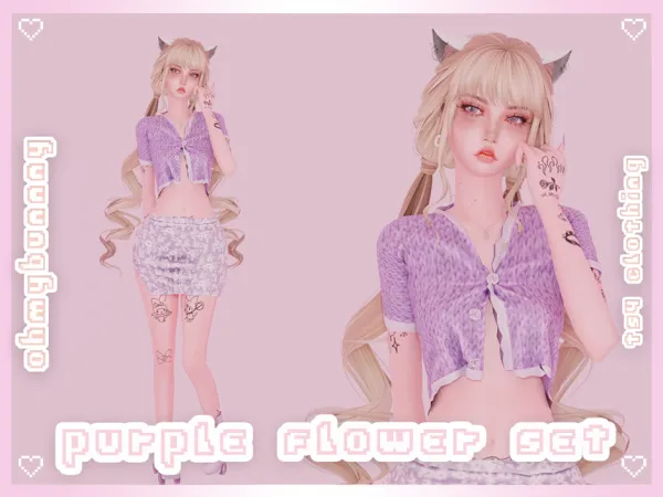 Alpha purple flower set VIP - The Sims 4 Custom Content