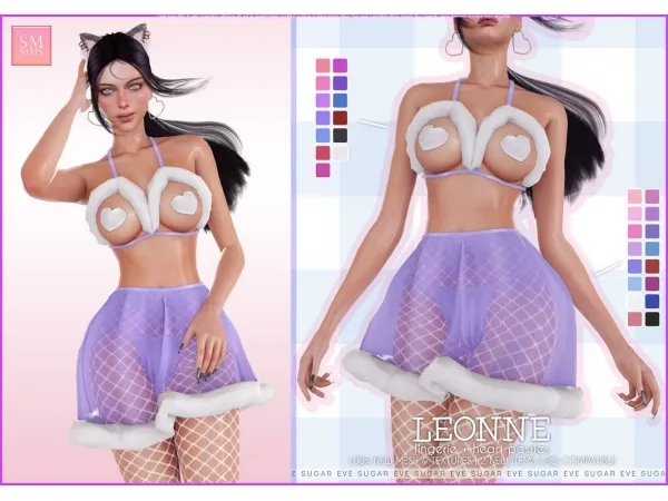 Alpha Leonne Lingerie and Heart Pasties - The Sims 4 Custom Content