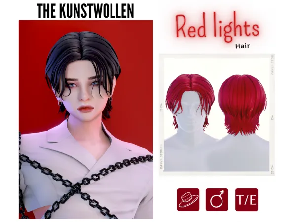 Mix Red lights hair - The Sims 4 Custom Content