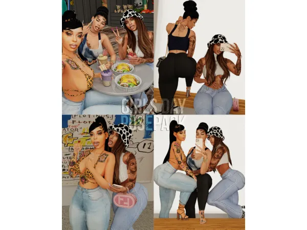 Alpha Girls Day Posepack by Afrosimtric Sims - The Sims 4 Custom Content