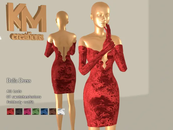 Alpha [KM] Dalia Dress - The Sims 4 Custom Content