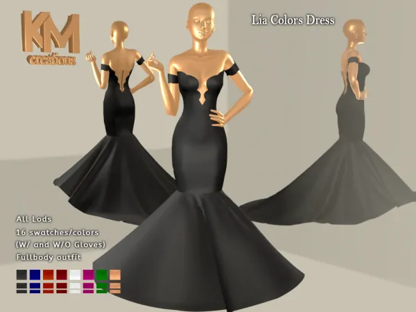 Alpha [KM] Lia Colors Dress - The Sims 4 Custom Content