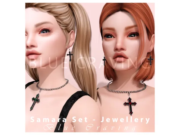 Alpha Blue Craving Samara Jewellery - The Sims 4 Custom Content