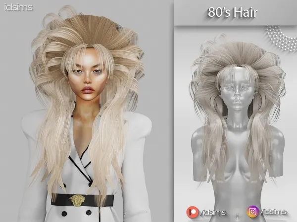 Alpha 80's Hair by polygoncouture - The Sims 4 Custom Content