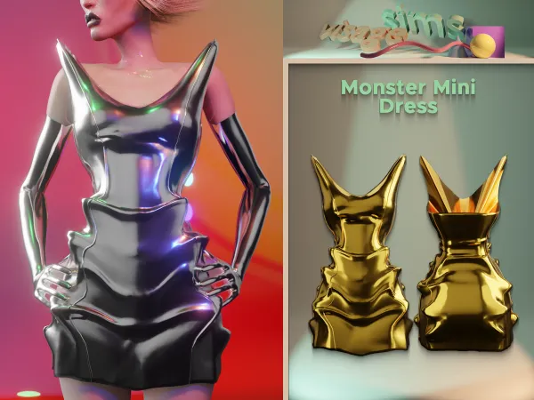 Alpha monter mini dress by v1s4g3 - The Sims 4 Custom Content