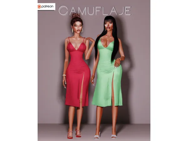 Alpha Cross My Heart Satin Dress by by simsfinds - The Sims 4 Custom Content