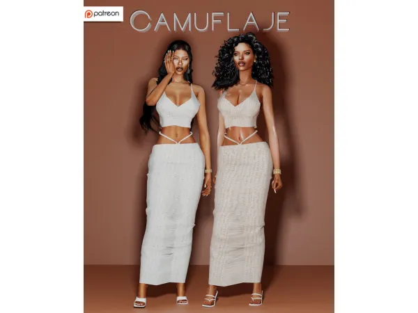 Alpha Maldives Set Top Skirt by camuflaje - The Sims 4 Custom Content