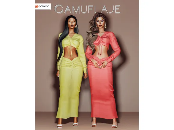 Alpha Take Me Higher Set Blouse Skirt by by simsfinds - The Sims 4 Custom Content