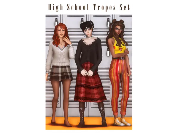 Maxis Match High School Tropes Set by simsfinds - The Sims 4 Custom Content