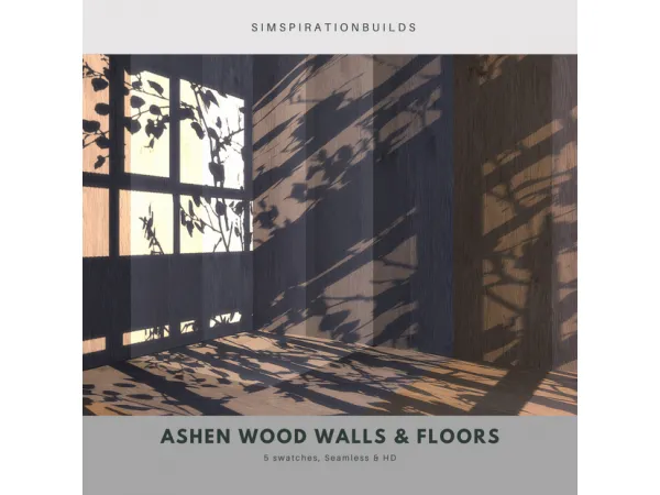 Alpha Ashen Wood Walls Floors by SimspirationBuilds - The Sims 4 Custom Content