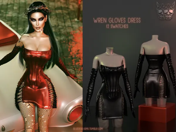 Alpha Wren Leather Dress BRsims - The Sims 4 Custom Content