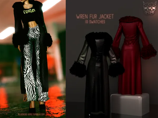Alpha Wren Fur Jacket BRsims - The Sims 4 Custom Content