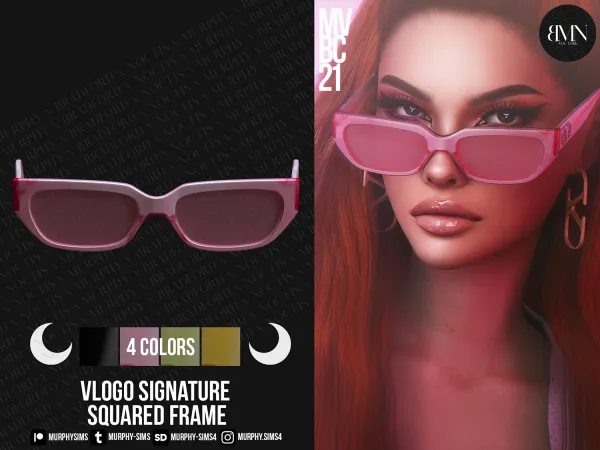 Alpha VLogo Signature Squared Acetate Frame by bradford - The Sims 4 custom content