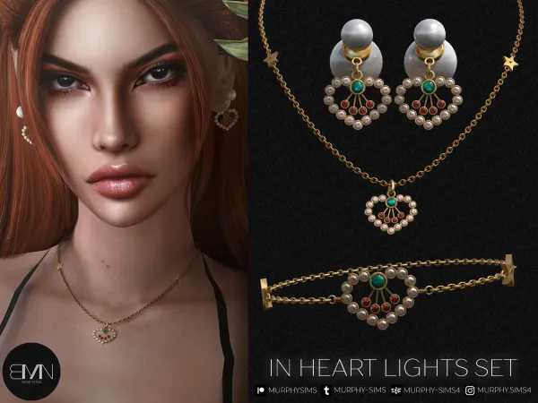 Alpha In Heart Lights Set - The Sims 4 Custom Content