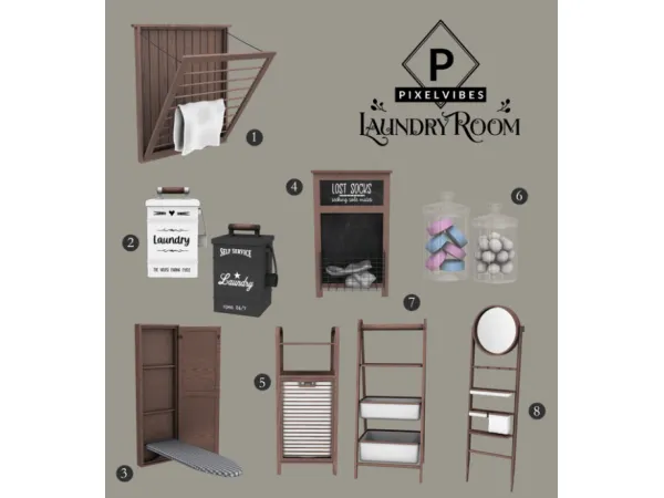 Alpha Laundry Room by Pixel Vibes - The Sims 4 Custom Content