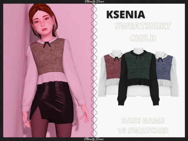 Alpha Ksenia Sweatshirt Child - The Sims 4 Custom Content