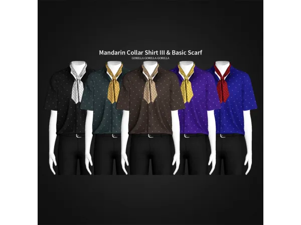 Alpha Mandarin Collar Shirt III Basic Scarf by gorillax3 - The Sims 4 Custom Content