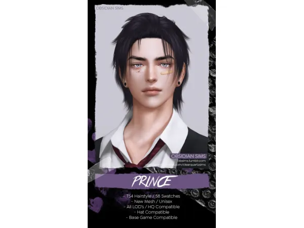 Alpha PRINCE HAIRSTYLE New mesh by OBSIDIAN SIMS - The Sims 4 Custom Content